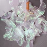 1 Yard Mermaid Pleated Flower Lace Magic Color Laser Gradient For Wedding Wave Striped Decoration Cloth Wide 15CM 2