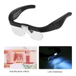 Head-mounted Magnifying Glasses With 2 LED Light For Reading Watchmaker Repair USB Rechargeable Magnifier 1.5X 2.5X 3.5X 5.0X 2