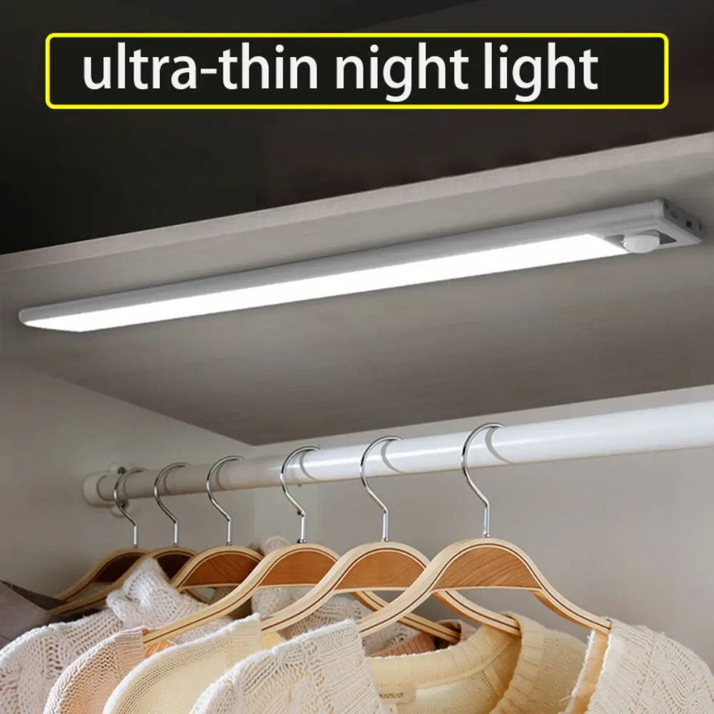 Night Light 20/30/40/50cm Ultra Thin LED Light Cabinet Light Motion Sensor Wireless Type-c For Kitchen Bedroom Wardrobe Lighting Night Light 20/30/40/50cm Ultra Thin LED Light Cabinet Light Motion Sensor Wireless Type-c For Kitchen Bedroom Wardrobe Lighting