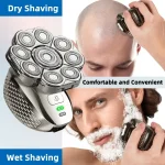 4D Head Shavers for Bald Men, Upgraded 9 Floating Heads 6-in-1 Rechargeable Waterproof Wet Dry Bald Head Shavers for Men 6