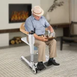 Manual Hand Commode Chair 220.46 lbs Crank Shifting Caregiver Mobility Aid Patient Lift Transfer Machine Seat Elderly Disabled 6