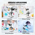VEVOR Compound Trinocular Microscope 40X-2500/40X-5000X Magnification Lab Microscope with LED Illumination & External Interface 6