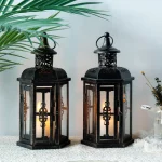 Vintage Nordic Candle Holder Lanterns Candles Aesthetic Hanging Lantern Iron Lantern Black Home Decor Wedding Room Decoration 3