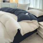 2-side Solid Color Brush Fabric Bed Set 4 Pieces Duvet Cover Pillowcase Bedding Set Bed Sheet Quilt Cover Single Queen King Size 2