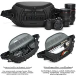 Unisex DSLR Camera bag for Canon/Fujifilm, Water-Resistant Oxford Protective Bag Carries 1 Camera 2 Lenses with Strap 5