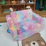 Kids Couch Fold Out Kid Sofa Chair Toddler Convertible Sofa to Lounger Pull Out Couch Glow in The Dark Sofa Chair for Boys Girls 3