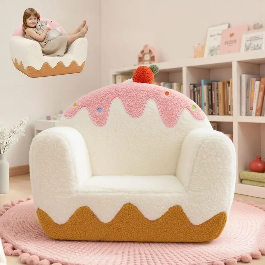 Toddler Chair for Ages 16, Soft Sherpa Kids Sofa with Book Pocket amp Carry Handle, Cozy SingleSeat Couch for Playroom or Bedroo Toddler Chair for Ages 16, Soft Sherpa Kids Sofa with Book Pocket amp Carry Handle, Cozy SingleSeat Couch for Playroom or Bedroo