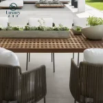 Modern Luxury Outdoor Patio Furniture Teak Wooden Dining Table And Chair Set 3