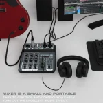 4 Channel Audio Mixer 48V Phantom Power USB Studio Sound Mixers Bluetooth DJ Console Mixing for Karaok 2