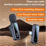J21 Wireless Lavalier Lapel Microphone Audio Video Recording Mini Mic for iPhone Android Mic Portable Noise Reduction Vlog  Live 2