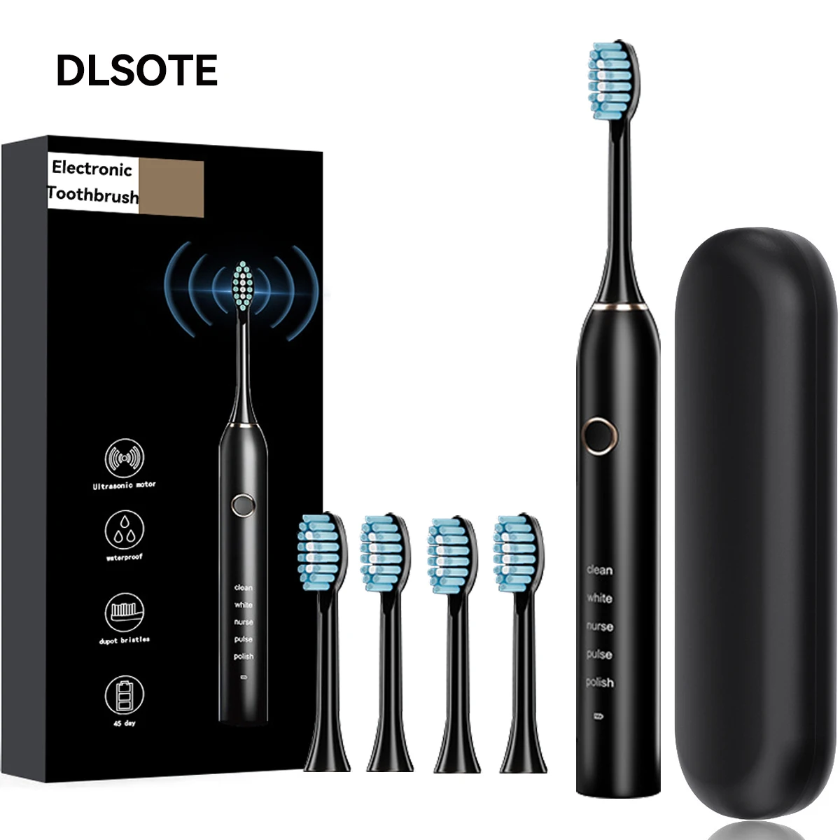 Sonic Electric Adult Toothbrush Rechargeable With 4 Replacement Brush Heads 5 Modes and 3 Intensity 2 Minute Intelligent Timer Sonic Electric Adult Toothbrush Rechargeable With 4 Replacement Brush Heads 5 Modes and 3 Intensity 2 Minute Intelligent Timer