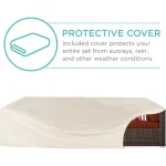 7-piece modular outdoor sectional wicker patio conversation set w/ 2 pillows, coffee table, cover included - brown/dark rust 4