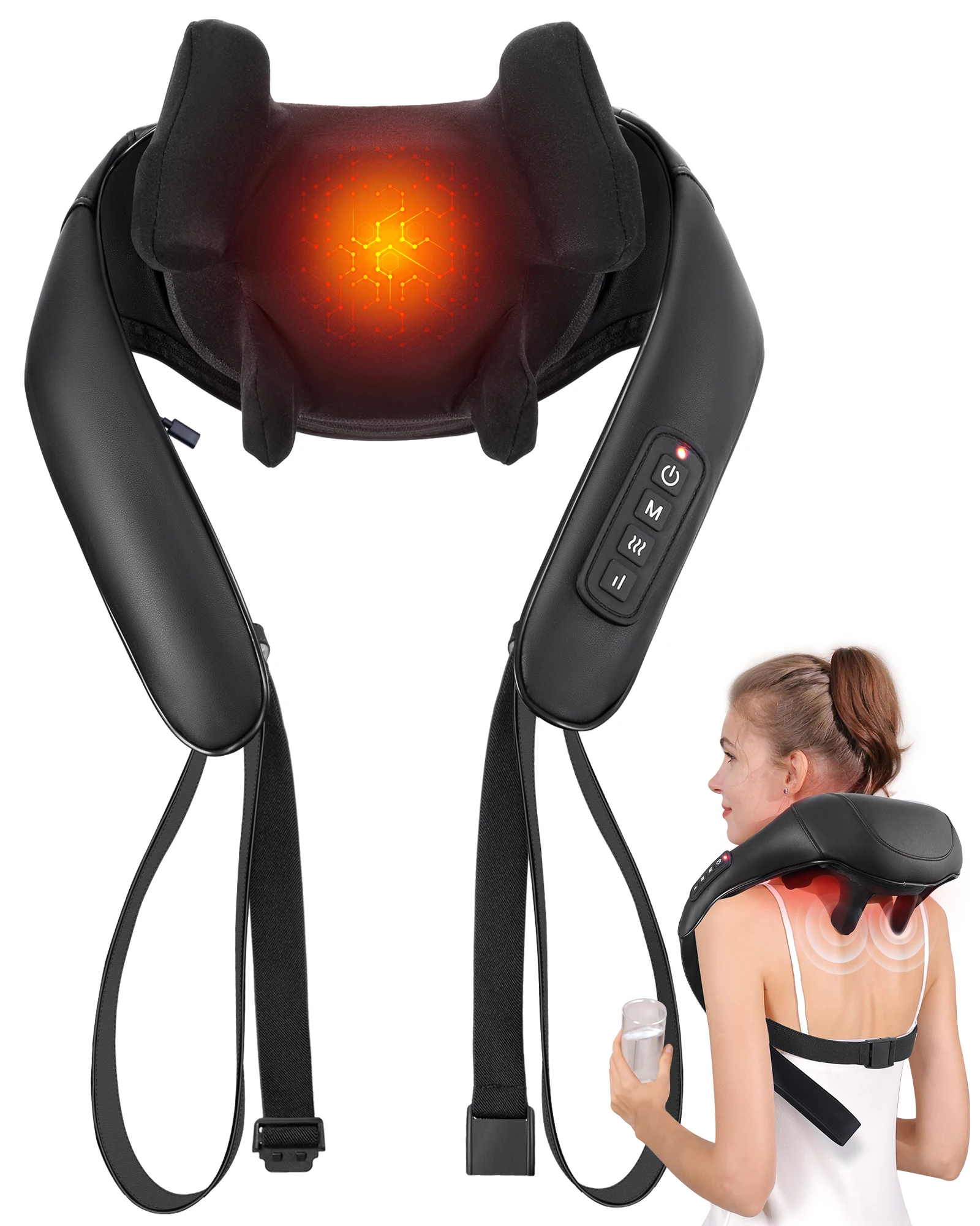 Masgre Shiatsu Back Neck Massager Cordless Shoulder Massager with Heat Electric Deep Tissue 3D Kneading Massage Pillow Masgre Shiatsu Back Neck Massager Cordless Shoulder Massager with Heat Electric Deep Tissue 3D Kneading Massage Pillow