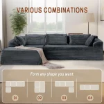 108-inch L-Shape Modular Sectional Sofa with Chaise, Cloud-Soft Corduroy Fluffy Couch for Comfortable Living Room Seating 4