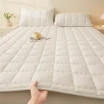 Hypoallergenic Quilted Mattress Protector - Breathable Noiseless Mattress Cover Pad with 4 Elastic Corner Straps,Solid Color 3