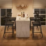 2PCS Modern Bar Stools Set with Back & Upholstered Wider Seat, Metal Bar Stools with Footrest for Kitchen Island Easy Assembly 2