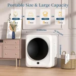 Portable Clothes Dryer 110V Electric Compact Laundry Dryer with Stainless Steel Tub for Apartments Dorms RVs White 2
