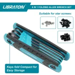 LIBRATON 8 in 1 Folding Allen Wrench Set Metric Allen Key Set Tool Or Folding Tamper Proof Torx Key Set Portable Star Wrench Kit 4
