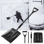 Snow Shovel with Adjustable Length D-Grip Handle Driveway Scoop Shovel for Car Snow Removal Portable for Home Garage Garden Camp 2