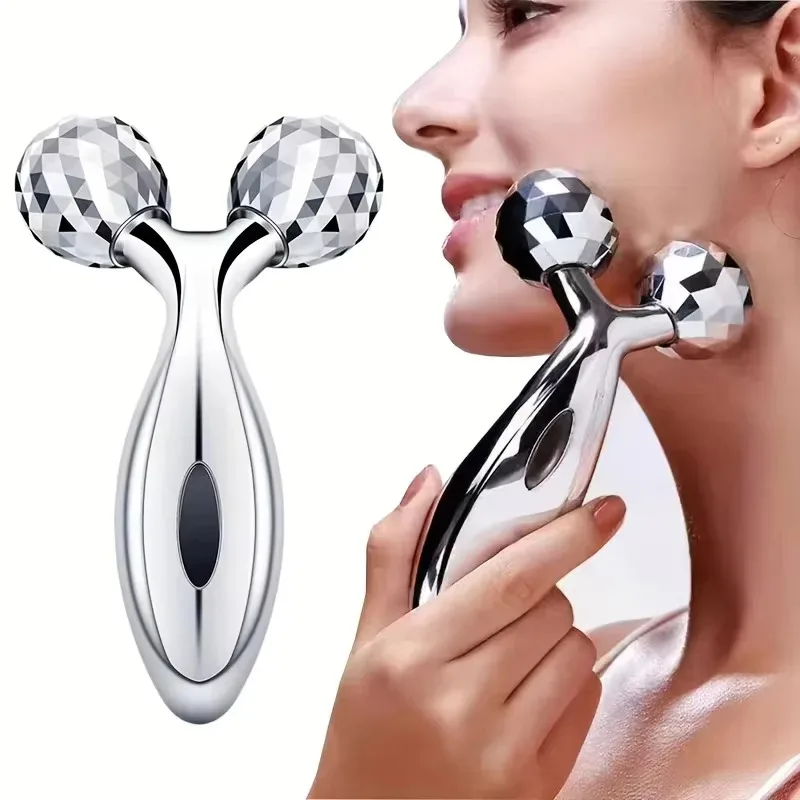 One Piece 3D Facial Roller Massage Tool - 3D Roller Face Slimmer - Manual Facial Massager - Silver One Piece 3D Facial Roller Massage Tool - 3D Roller Face Slimmer - Manual Facial Massager - Silver