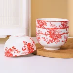 6PCS Ceramic rice bowl, 4.5-inch round bowl, suitable for microwave and oven, home kitchen tableware 2