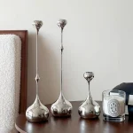 Silver Candle Holder, Metal Candlestick Romantic Art Table Decoration For Home Dining , Wedding Photography Props 4