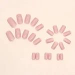 24 PCs Short French Solid Minimalist Nails with 1 Jelly Gel and 1 Nail File 2
