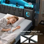 California King Bed Frames, Cal King Bed Frame with Storage Headboard & 6 Drawers, Platform Bed with with LED Lights & Charging 5