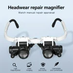 2LED headmounted lighting microlens with maintenance LED lamp magnifying glass, magnification 8x, 15x, 23x 3