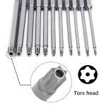 11 PCS  Torx Security Bit Set S2 Steel Magnetic Security Screwdriver Set 50/100mm Star Screwdriver Set for Shark Vacuum T6-T40 2