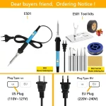 New Electric Soldering Iron 60W Adjustable Temperature Replaceable Soldering Iron Head Soldering Iron Pen Welding Kit 6