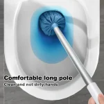 Toilet Brush Set With Holder, Wall Mounted Long Handle Toilet Brush Flexible Toilet Brush Bathroom Brush Cleaning Tools 5