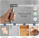Bathroom Stainless Steel Faucet Spray Handheld Toilet Bidet Faucet Stainless Steel Hand Bidet Sprayers Brushed Water Sprayer 3