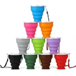 Portable Silicone Folding Water Cup Outdoor Heat Resistant Telescopic Collapsible Foldable Mug With Lid For Travel Camping 200m 2