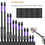 6/12 Pcs Magnetic Screwdriver Bits Non-slip Shockproof Phillips Impact Bits Hex Shank Alloy Steel Bits Suitable for Power Tools 6