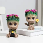 Baby Groot Flower Pot Home Decoration Planters For Indoor Plants Anime Heroism Figure Office Desktop Display Ornament Pen Holder 5