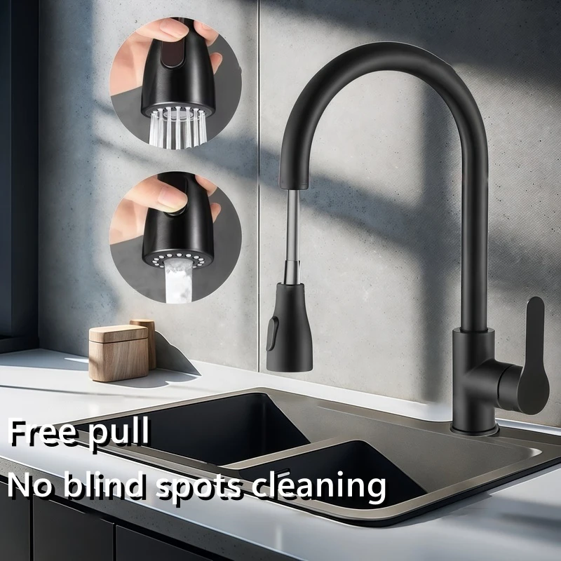 Kitchen Faucets Brushed Nickel Pull Out Kitchen Sink Water Tap Deck Mounted Mixer Stream Sprayer Head Hot Cold Taps Sliver Kitchen Faucets Brushed Nickel Pull Out Kitchen Sink Water Tap Deck Mounted Mixer Stream Sprayer Head Hot Cold Taps Sliver