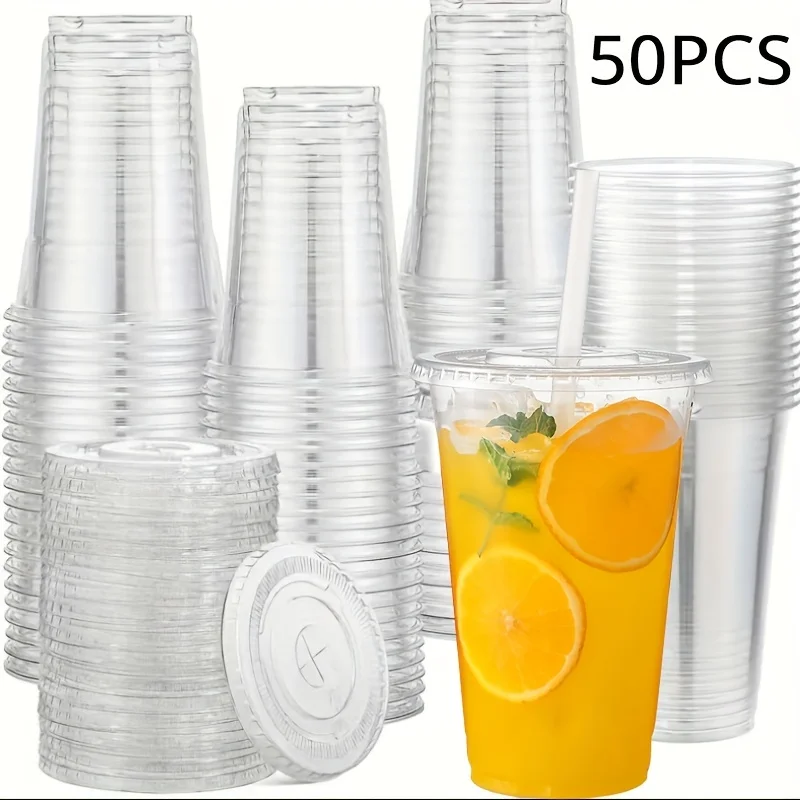 50Sets 12/16/20OZ Plastic Cups With Lids Clear Disposable Cups For Parties Iced Coffee Smoothie Milkshake Cold Drinks 50Sets 12/16/20OZ Plastic Cups With Lids Clear Disposable Cups For Parties Iced Coffee Smoothie Milkshake Cold Drinks
