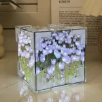 DIY Tulip Mirror Cube Lamp Simulation Flower Bedroom Sleeping Table Lamp Handmade Craft Tulip Mirror Night Light Birthday GiftS 4