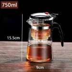 High-temperature resistant and elegant cup, household tea set, one-click tea and water filtration, glass teapot cover 4