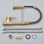 Brushed Gold Kitchen Sink Faucet Spring Pull-down Hot Cold Mixer Faucet Deck Installation Faucet 5