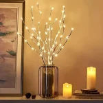 HOMEFISH 1 PC White Birch Branch LED Festive Lights Battery Operated for Christmas Party Wedding Outdoor Decoration Twig Lights 4