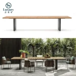 Modern Luxury Outdoor Patio Furniture Teak Wooden Dining Table And Chair Set 4