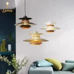 Modern Minimalist White UFO-Shaped Iron Pendant Lamp Nordic Design Home Decoration Hanging Light Hotel Restaurant Art Chandelier