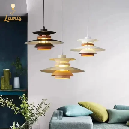 Modern Minimalist White UFO-Shaped Iron Pendant Lamp Nordic Design Home Decoration Hanging Light Hotel Restaurant Art Chandelier