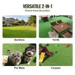 SucceBuy Artifical Grass Rug Green Turf 1.38/1.57" Fake Door Mat Outdoor Patio Lawn Decoration Easy to Clean with Drainage Holes 6