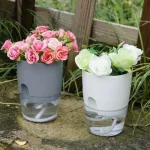 10/5Pcs Self Watering Plastic Flower Pot Double Layer Hydroponics Plants Bonsai Pot Vases Succulent Potted Home Office Decor 4