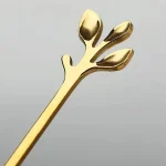6PCS Creative Personality Stainless Steel Gold Spoons Tree Leaf Spoon Coffee Spoon Tea Spoon Home Restaurant Dessert Cutlery Set 6