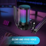 FIFINE USB Condenser Gaming Microphone, for PC PS4 PS5 MAC with Pop Filter Shock Mount&Gain Control for Podcasts ,Ampligame A6V 4