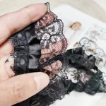 Black double jacquard pleated tulle lace DIY handmade crafts doll dress skirt picture frame flower basket border decoration 4